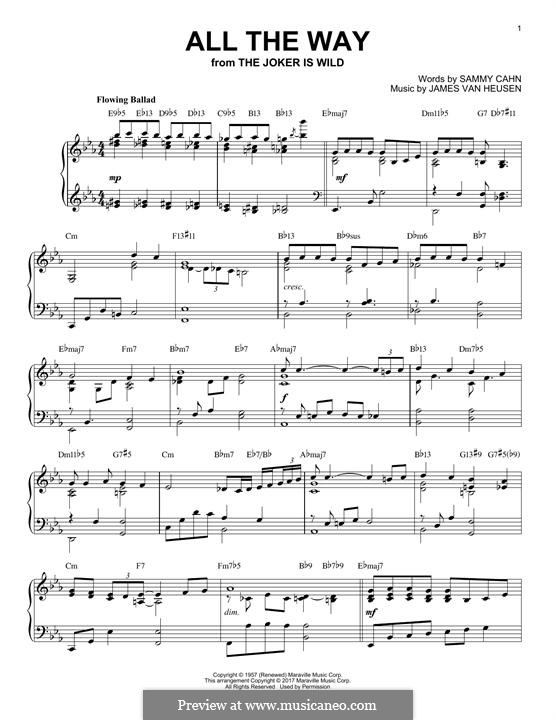 All the Way (Frank Sinatra) by J.V. Heusen - sheet music on MusicaNeo