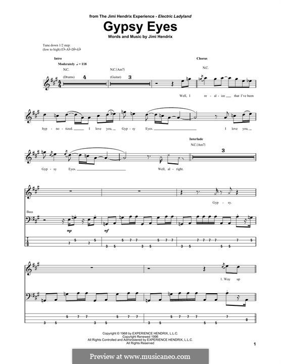 Gypsy Eyes by J. Hendrix - sheet music on MusicaNeo