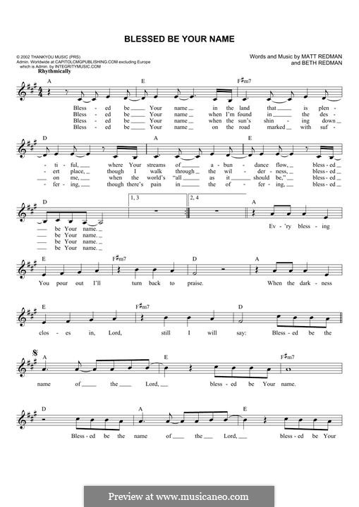 guitar chords for blessed be your name