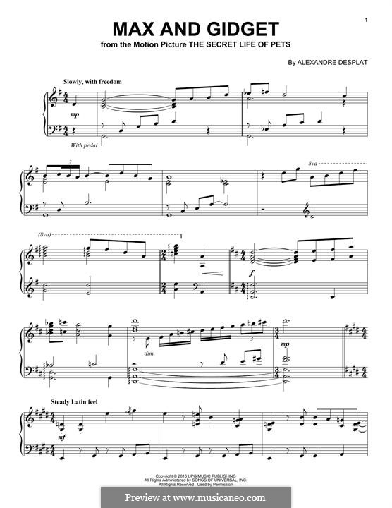 Max And Gidget By A. Desplat - Sheet Music On Musicaneo