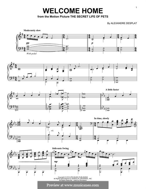 Welcome Home by A. Desplat - sheet music on MusicaNeo