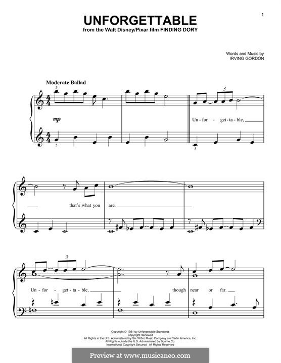 Unforgettable by I. Gordon - sheet music on MusicaNeo