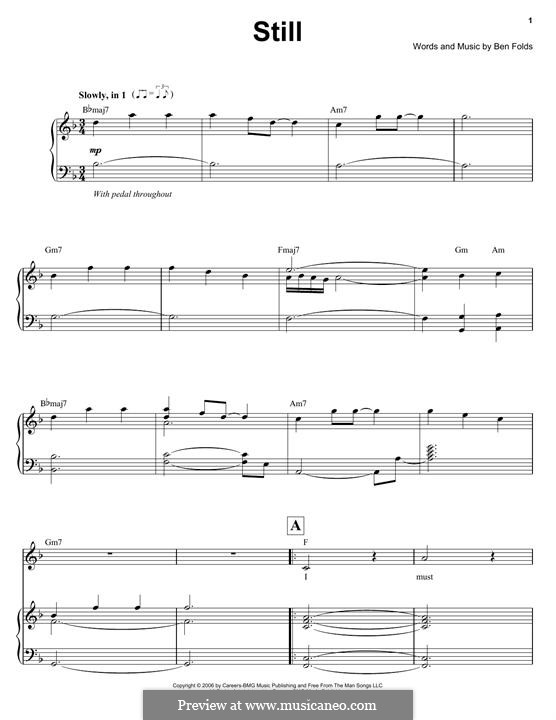 Still (from 'Over The Hedge') By B. Folds - Sheet Music On MusicaNeo