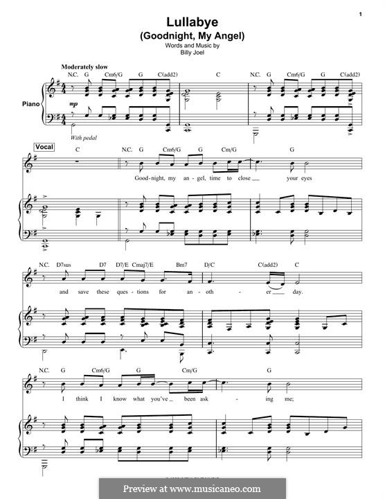 Lullabye (Goodnight, My Angel) By B. Joel - Sheet Music On MusicaNeo