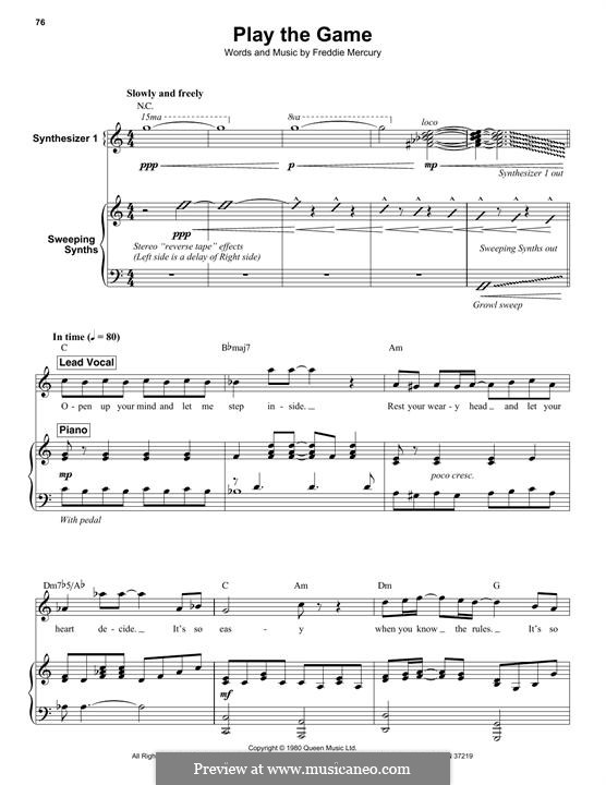 Play The Game Sheet Music Queen - ♪
