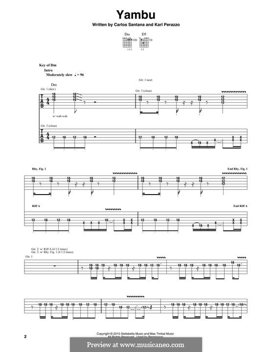 Yambu (Santana) by C. Santana, K. Perazzo - sheet music on MusicaNeo