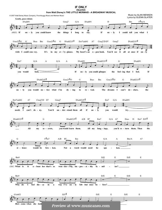 If Only (Quartet) by A. Menken - sheet music on MusicaNeo