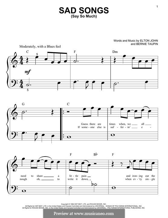 Sad Songs (Say So Much) by E. John - sheet music on MusicaNeo