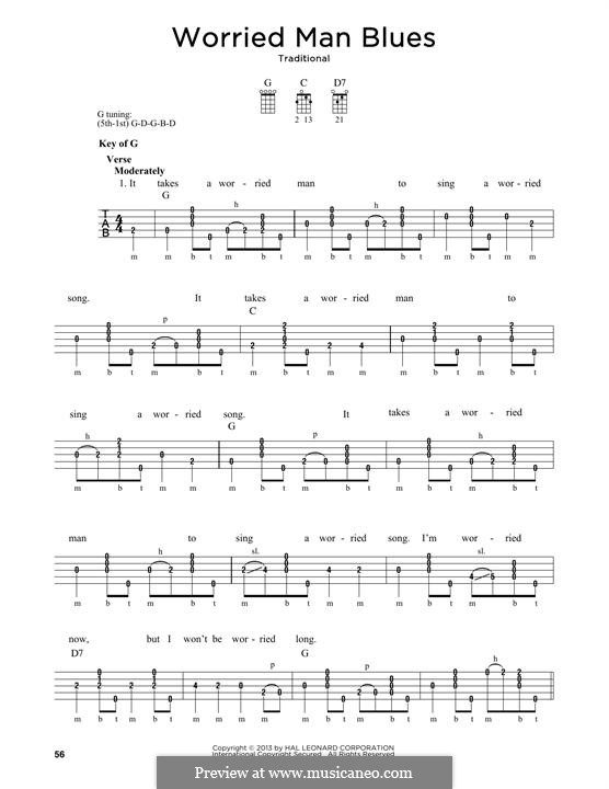 Worried Man Blues by folklore - sheet music on MusicaNeo