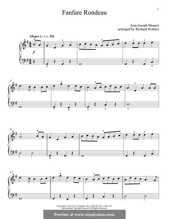 Fanfare Rondeau by J. Mouret - sheet music on MusicaNeo