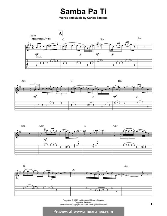 Samba Pa Ti (Santana) by C. Santana - sheet music on MusicaNeo