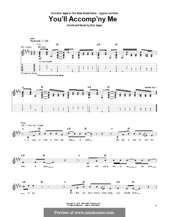 You'll Accomp'ny Me by Bob Seger - Guitar Chords/Lyrics - Guitar Instructor