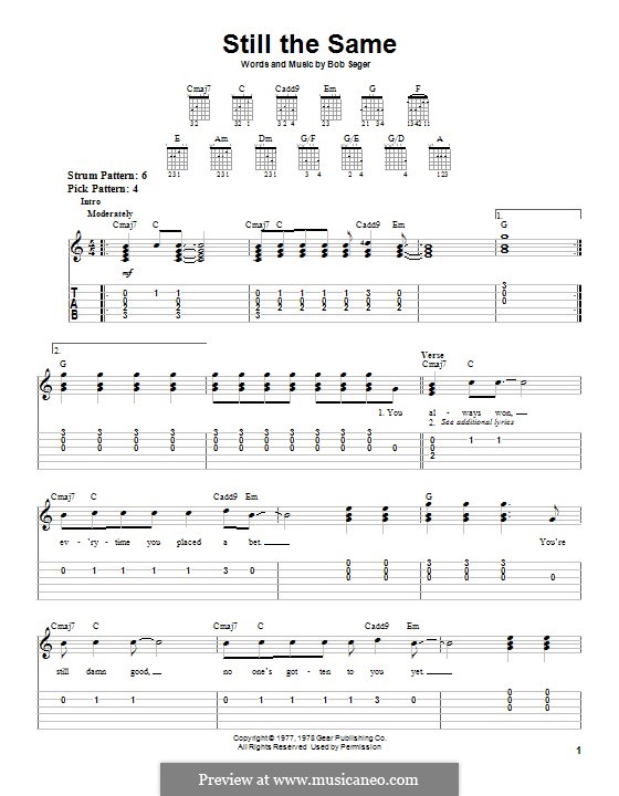 Still The Same By B. Seger - Sheet Music On MusicaNeo