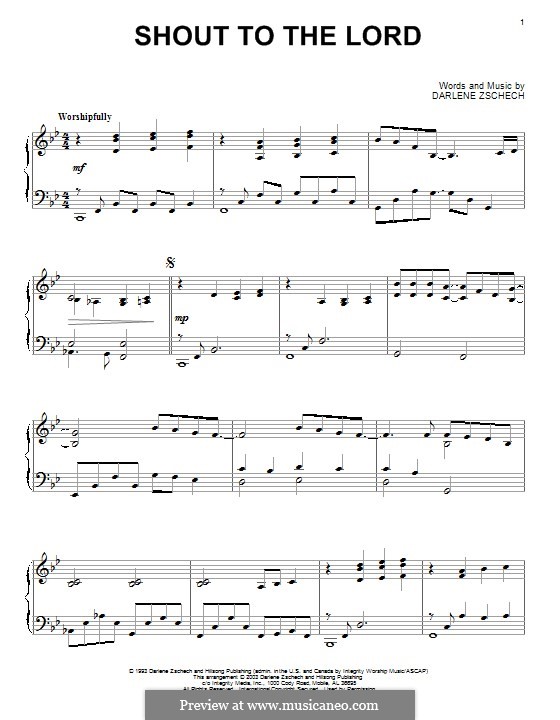 Shout to the Lord by D. Zschech - sheet music on MusicaNeo