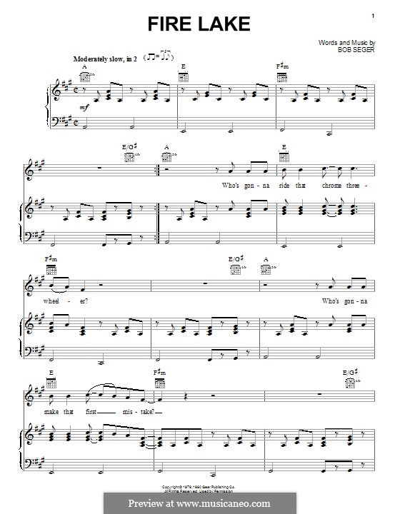 Fire Lake by B. Seger - sheet music on MusicaNeo