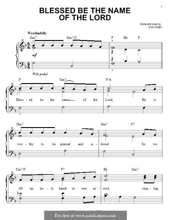 Blessed Be the Name of the Lord by D. Moen - sheet music on MusicaNeo