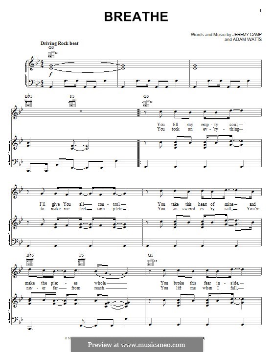 Breathe by A. Watts, J. Camp - sheet music on MusicaNeo