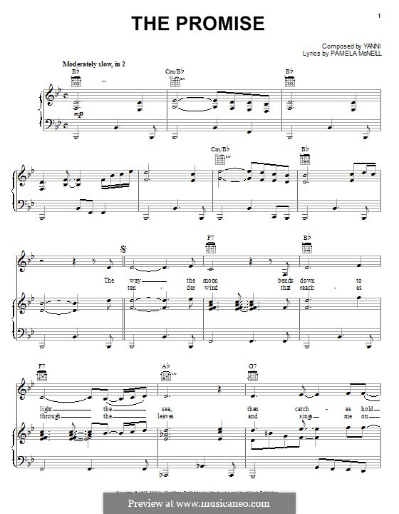 The Promise by Yanni - sheet music on MusicaNeo