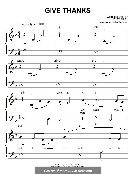 Give Thanks by H. Smith - sheet music on MusicaNeo