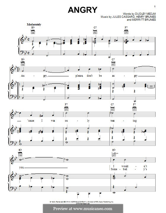 Angry by H. Brunies, J. Cassard, M. Brunies - sheet music on MusicaNeo