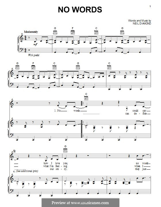 No Words by N. Diamond - sheet music on MusicaNeo