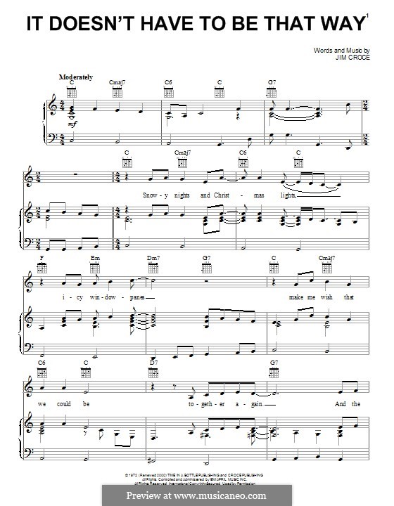 It doesn't Have to be That Way by J. Croce - sheet music on MusicaNeo