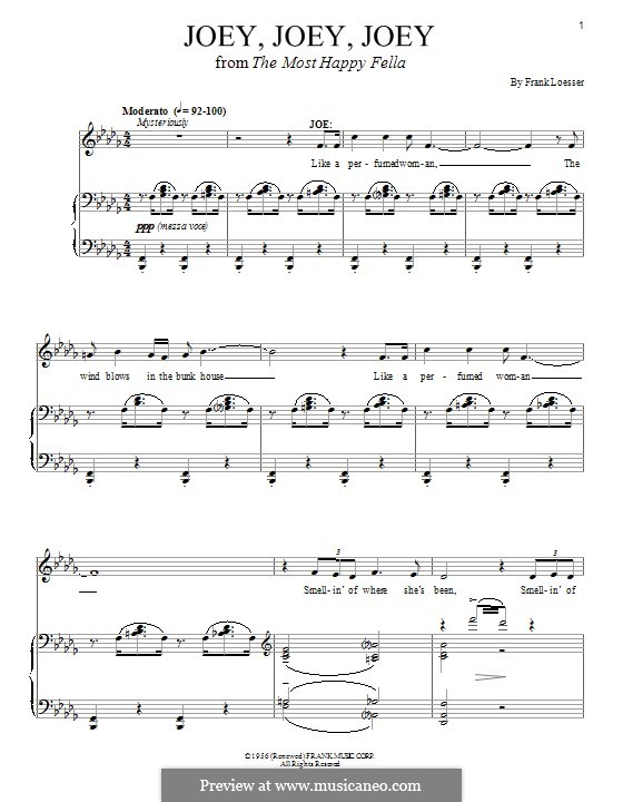 Joey, Joey, Joey by F. Loesser - sheet music on MusicaNeo