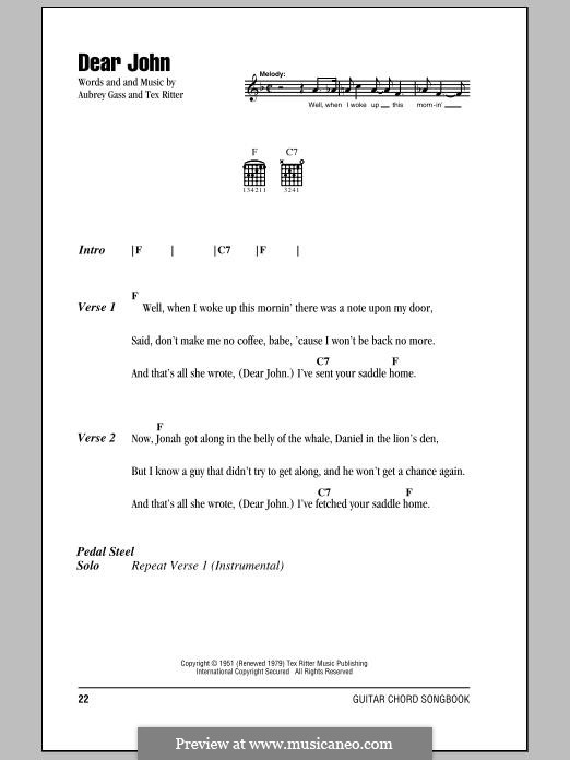 Dear John by T. Ritter, A. Gass - sheet music on MusicaNeo