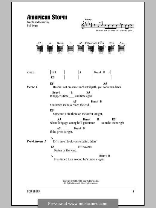 American Storm by B. Seger - sheet music on MusicaNeo