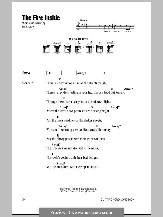 The Fire Inside by B. Seger - sheet music on MusicaNeo