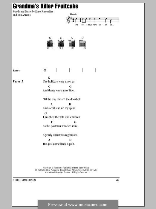 Grandma's Killer Fruitcake by E. Shropshire, R. Abrams on MusicaNeo