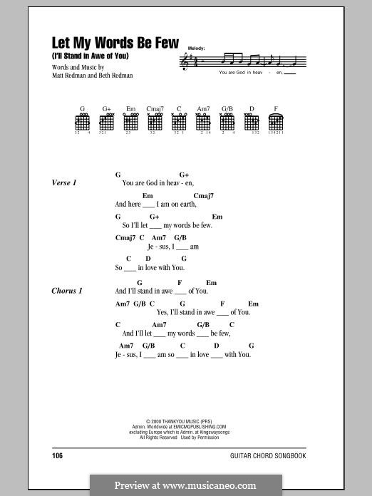 Let My Words Be Few (I'll Stand in Awe of You) by M. Redman, B. Redman ...