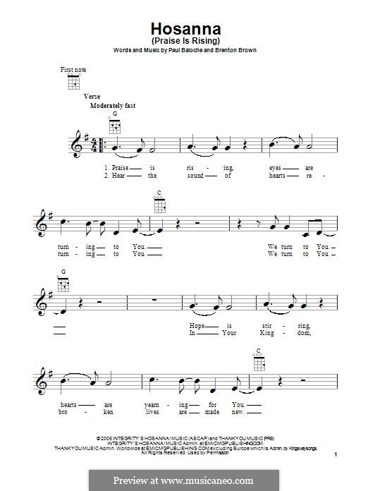 Hosanna (Praise Is Rising) sheet music for voice, piano or guitar