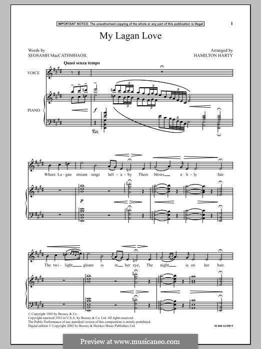 My Lagan Love by H. Harty - sheet music on MusicaNeo