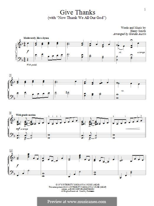 Give Thanks by H. Smith - sheet music on MusicaNeo