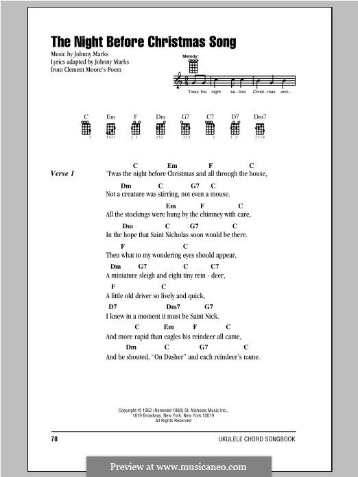 The Night Before Christmas Song by J. Marks - sheet music on MusicaNeo