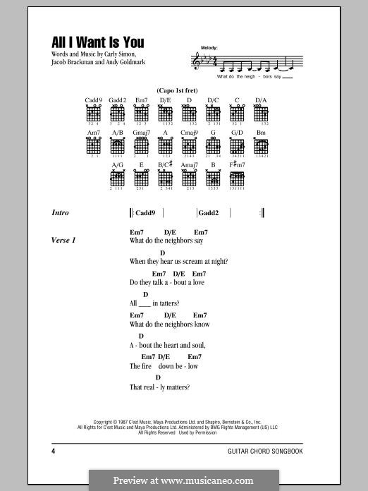 All I Want Is You by A. Goldmark, C. Simon, J. Brackman on MusicaNeo