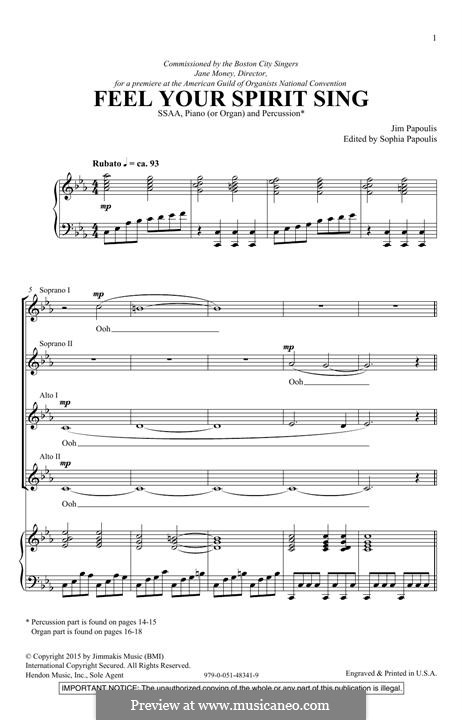 Feel Your Spirit Sing By J Papoulis Sheet Music On Musicaneo