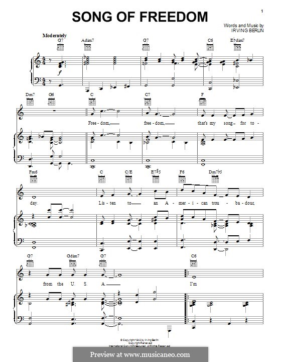 Song of Freedom by I. Berlin - sheet music on MusicaNeo