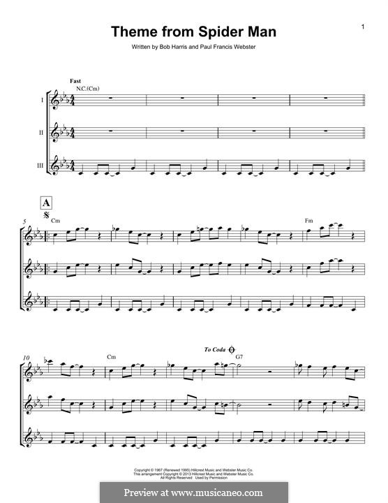 Theme From Spider-Man Sheet Music | Paul Francis Webster | Guitar Tab