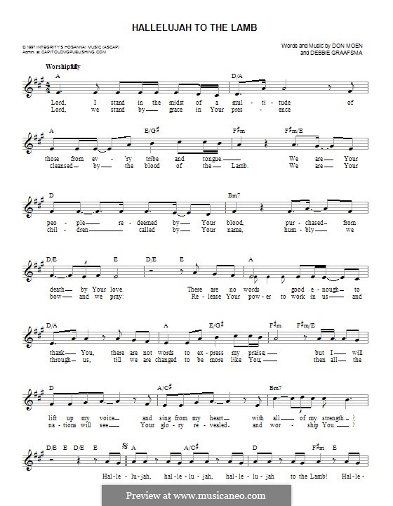 Hallelujah to the Lamb by D. Moen, D. Graafsma - sheet music on MusicaNeo