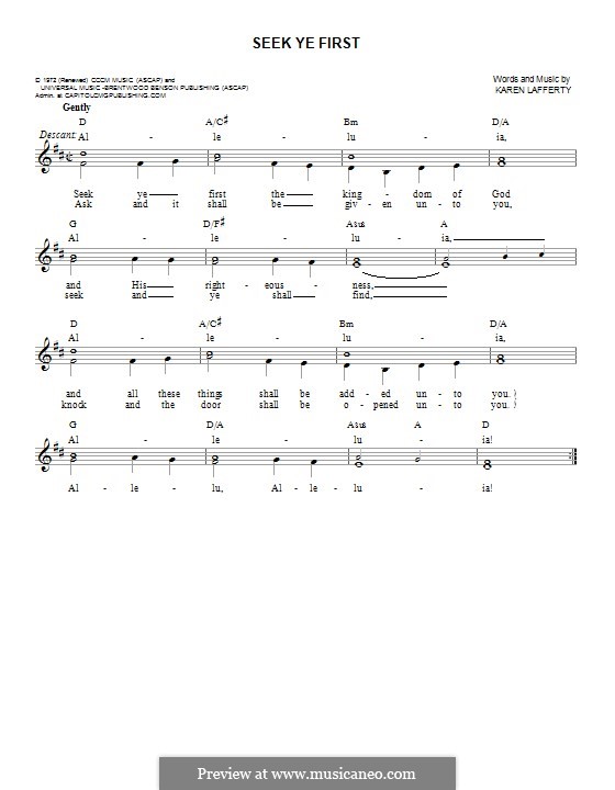 Seek Ye First sheet music for ukulele (PDF-interactive)