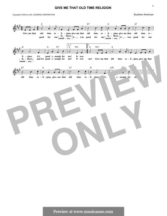 Give Me That) Old-Time Religion (Lead sheet with lyrics ) Sheet music for  Piano (Solo) Easy