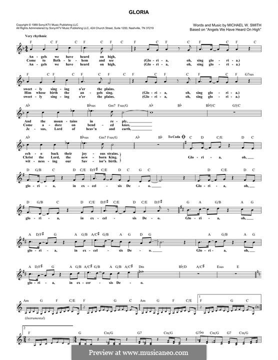 Gloria by M.W. Smith - sheet music on MusicaNeo