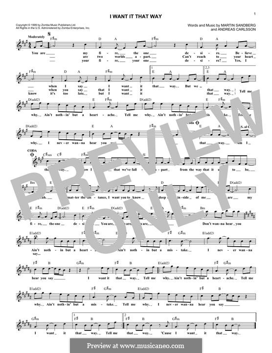 I want it that way – Backstreet Boys Sheet music for Piano, Violin