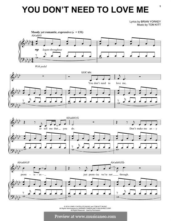 You don't Need To Love Me by T. Kitt - sheet music on MusicaNeo