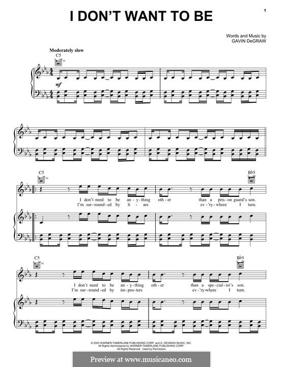 i don t want to be free sheet music