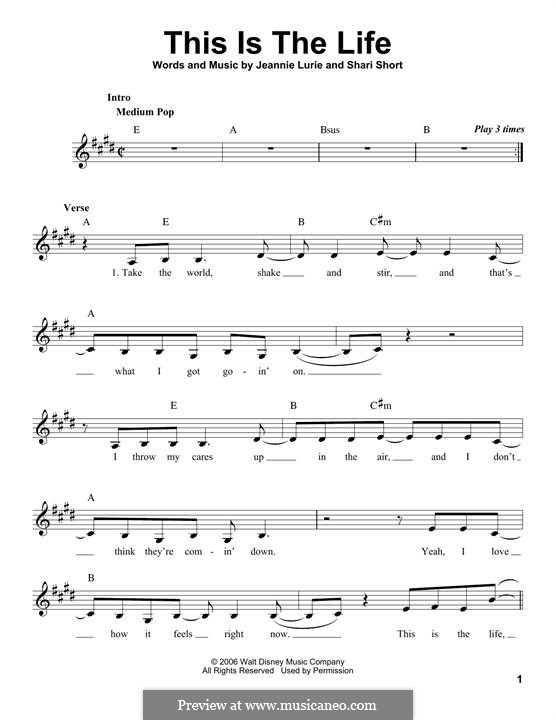 This Is The Life (hannah Montana) By J. Lurie, S. Short On Musicaneo