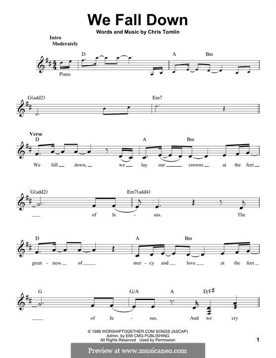 We Fall Down by C. Tomlin - sheet music on MusicaNeo