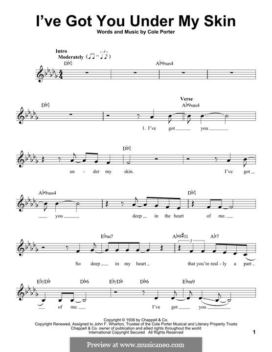 I've Got You under My Skin by C. Porter - sheet music on MusicaNeo